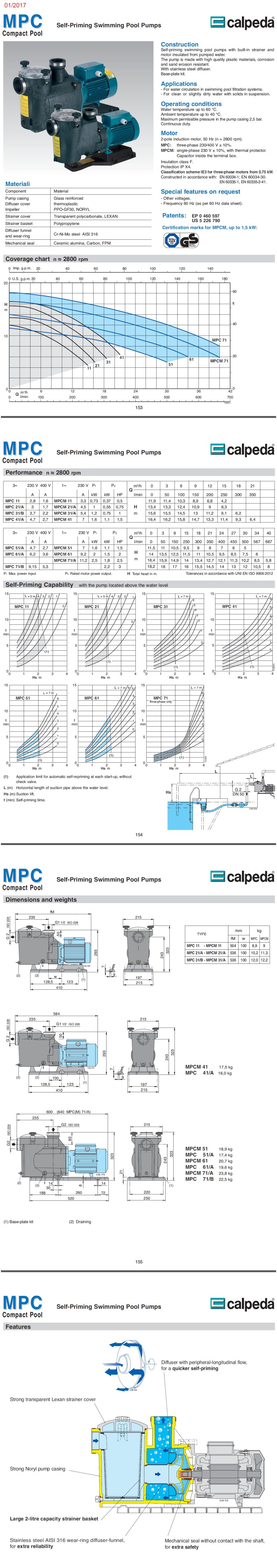 Data sheet Calpeda MPCM 31/A