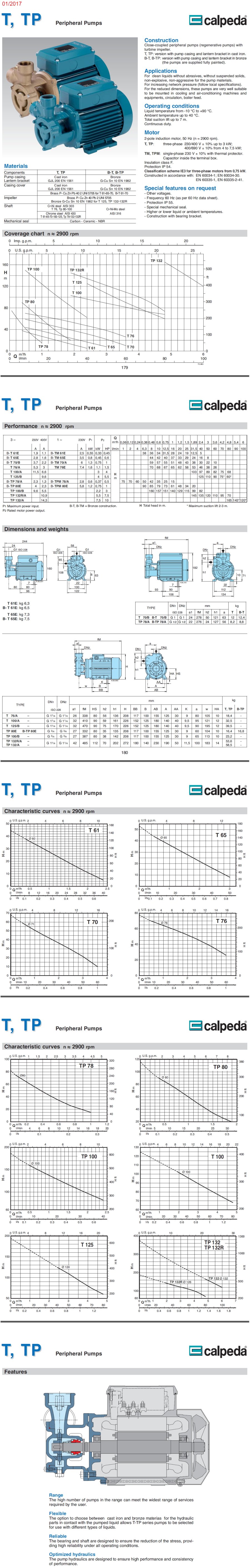 Data sheet Calpeda TP 100/B