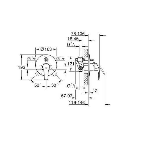 Grohe 33305002 Eurosmart Unterputz-Wasserhahn für Bad/Dusche, Hebelmischer | eBay