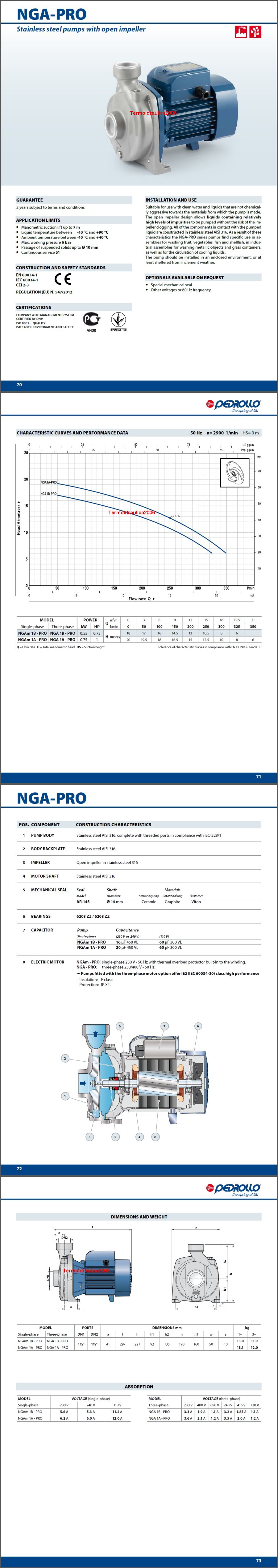 Data sheets Pedrollo NGA 1B-PRO